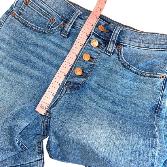 J. CREW Billie Demi Boot Crop Raw Hem Exposed Button Fly Medium Wash Jean - Picture 9 of 10